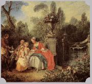 Nicolas Lancret Lady Gentleman with two Girls and Servant oil painting on canvas